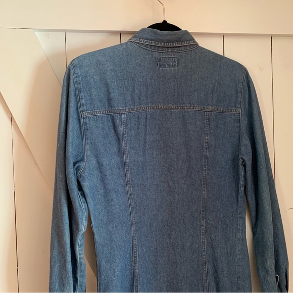 Vintage Denim Maxi Dress Button Down Perfect Western Dress 100% Cotton - Picture 13 of 14